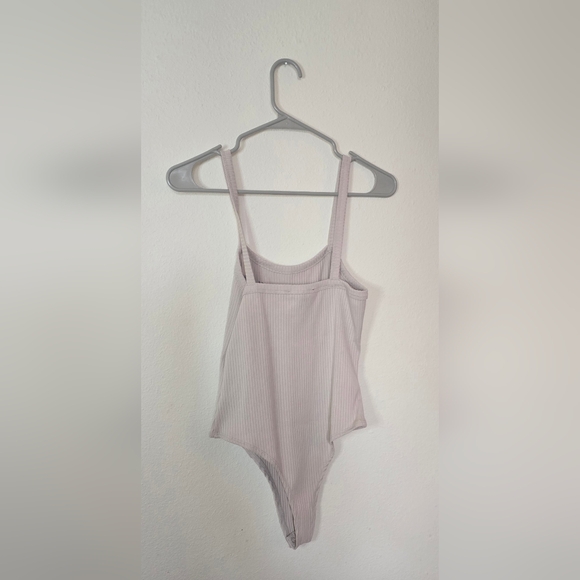 Forever 21 Ribbed Bodysuit Beige Tan Neutral Streetwear Embroidered New Size L - Picture 4 of 5